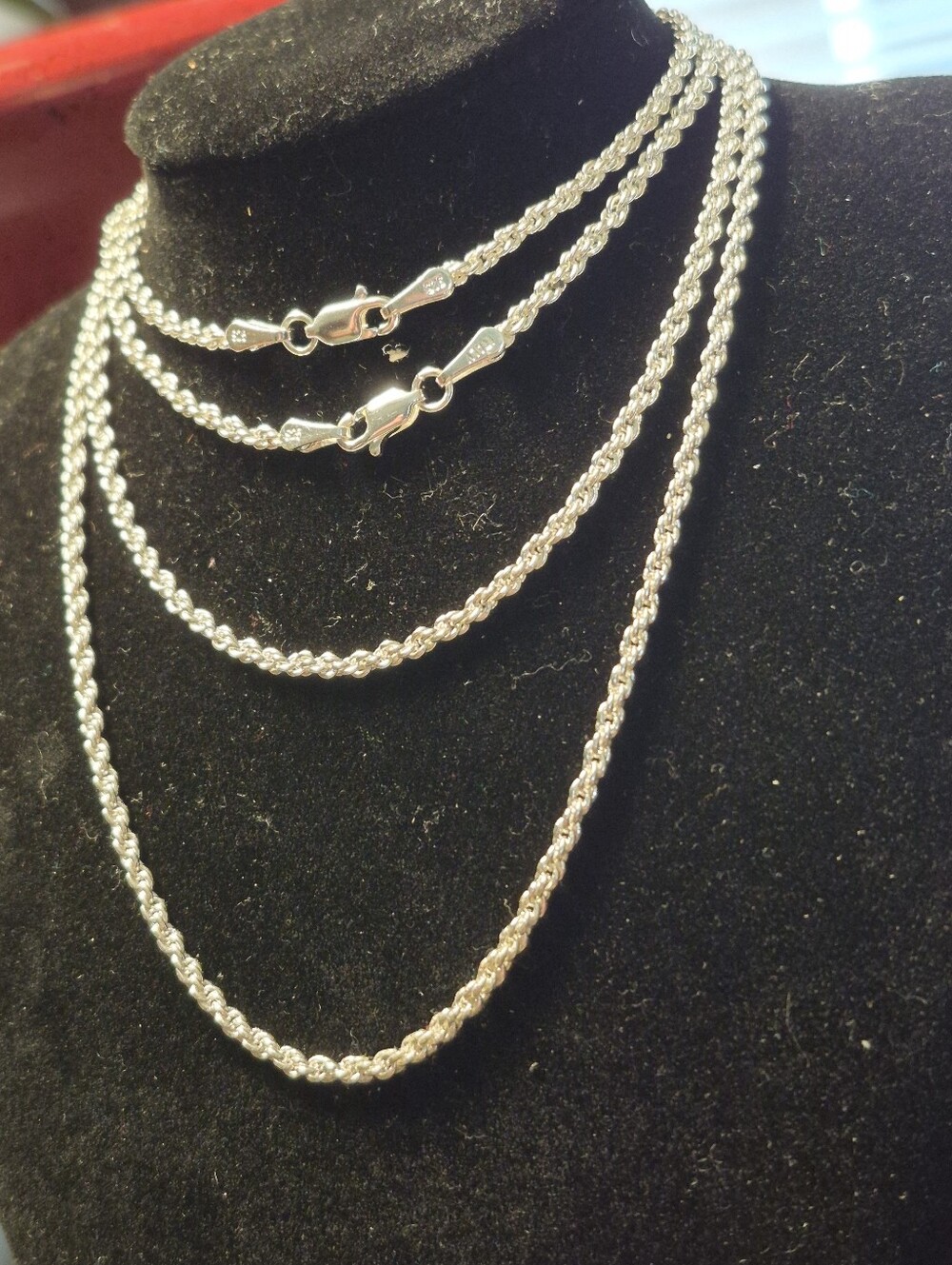 2 SEPERATE NECKLACES They Are Both Made In ITALY 925 Sterling SILVER Rope CHAINS - Picture 5 of 16
